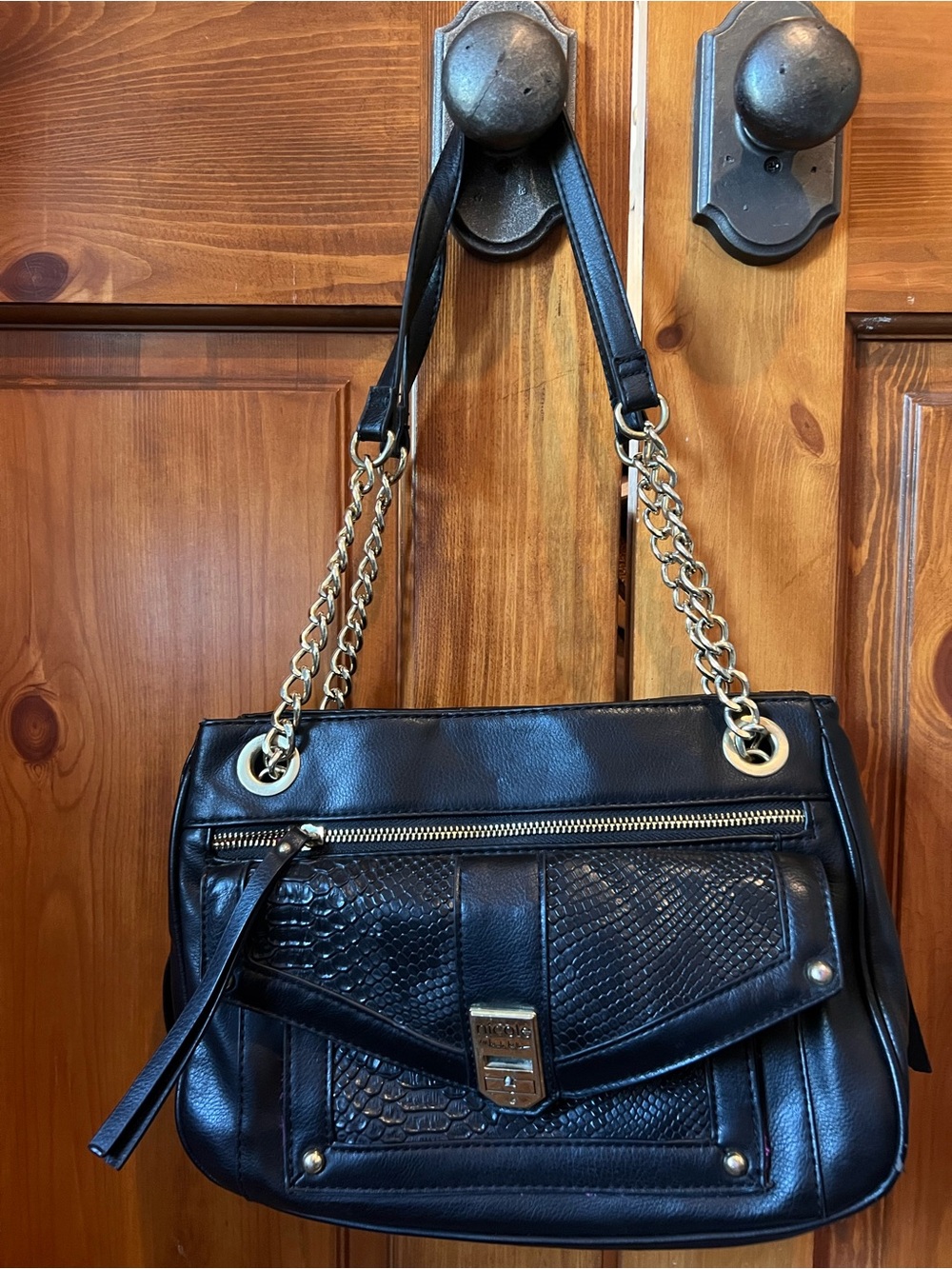 Nicole Miller Women's Chain Strap Shoulder Bag (black)